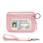 YDF The Iris Wallet for Women Mini Zip Card Case with Clear ID Window Zipper Coin Purse Lightweight Portable Keychain Wallet - color: Pink