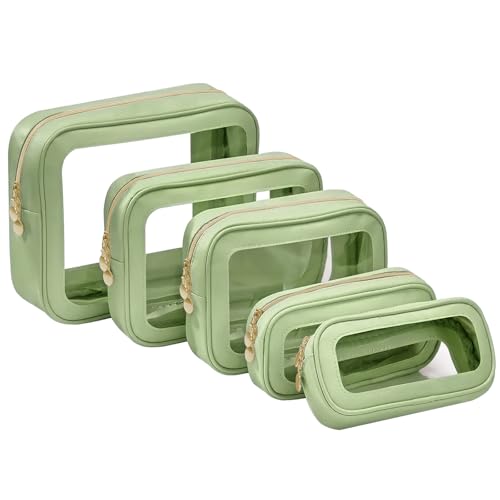 5PCS Diaper Bag Organizer Pouch Set, Clear Organizer Bags, TSA Approved Toiletry Bag, Clear Waterproof Cosmetic Bags with Zipper, Purse Organizer Pouches,Travel Organizer Bags for Woman and Kids Green - color: Green, size: 5PCS