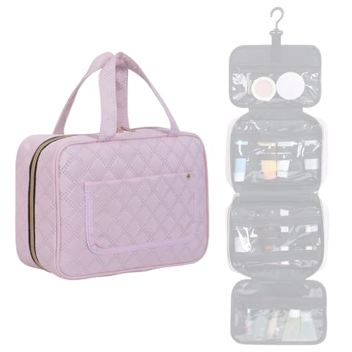 Hanging Toiletry Bag for Women Cosmetic Toiletries Travel Bag, Pink - color: Pink