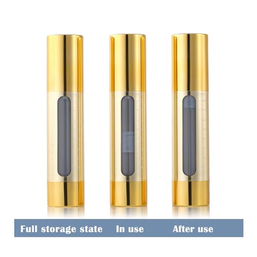 Gold, 50ml empty cosmetic pump bottle with travel bag, refillable, vacuum pump bottle for lotion, toner, foundation make-up, hair oil, hand sanitizer and other liquids, 7 pieces (1.7 oz/50ml) - size: 50 ML
