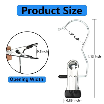 36pcs Hangers Clips, LIOUCBD Stainless Steel Closet Hangers Laundry Hanging Hooks, Boot Hanger for Closet, Portable Clothes Pins for Towel Glove Hat Pants Jeans Skirt Sock Travel Home - color: Silver