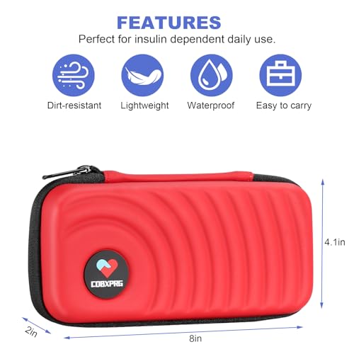CDBXPRG Insulin Cooler Travel Case,Diabetic Cold Pack Organizer Bag with 2 Reusable Ice Packs for Insulin Pen and Other Medication Diabetic Supplies Red - color: PU-Red