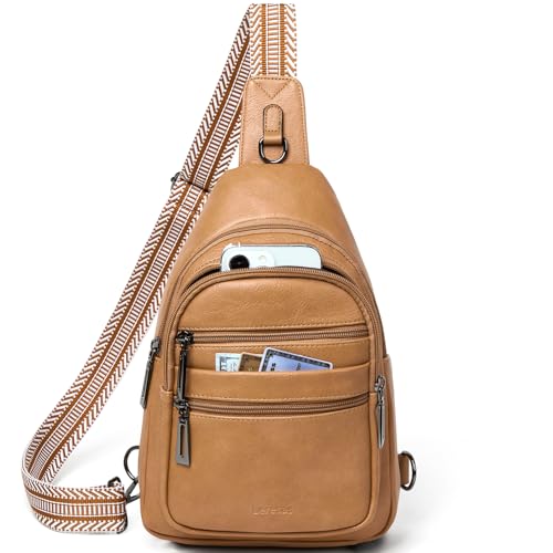 Leresas Sling Bag for Women Cross Body Purse Fanny Pack Sling Backpack Vegan Leather Over Shoulder Crossbody Handbag Travel Gifts Tan - color: Tan
