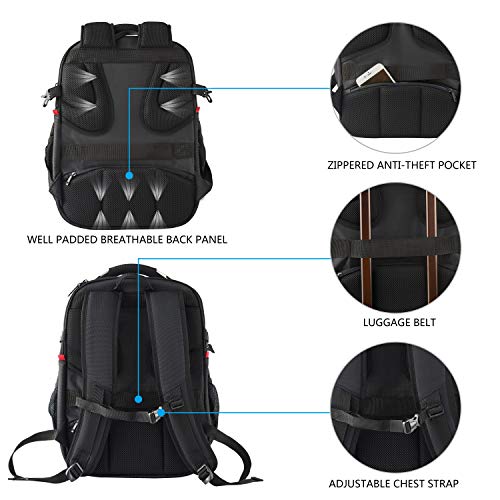 KROSER Travel Laptop Backpack 17.3 Inch XL Computer Backpack with Hard Shell Saferoom RFID Pockets Water-Repellent Business College Daypack Stylish Bag for Men/Women-Black - color: Black-17.3, size: 17.3 inch