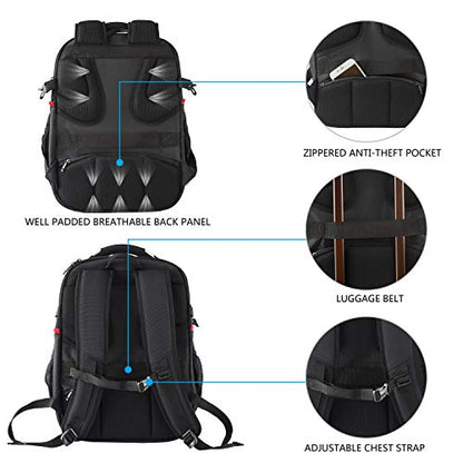 KROSER Travel Laptop Backpack 17.3 Inch XL Computer Backpack with Hard Shell Saferoom RFID Pockets Water-Repellent Business College Daypack Stylish Bag for Men/Women-Black - color: Black-17.3, size: 17.3 inch