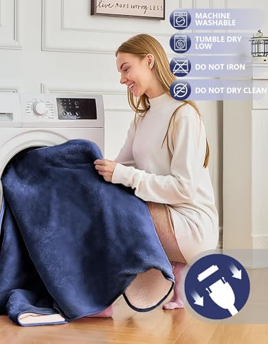 Car Heated Blanket, 12/24V Portable Heated Blanket for Car, Machine Washable Flannel Travel Blanket, 3 Heating Levels, 60x44 Inches, 4-in-1 Design, Convenient for Camping,Navy Blue - color: Pro Navy Blue