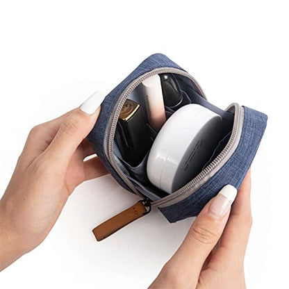 Hekyip Mini Cosmetic Bag, Travel Makeup Pouch, Portable Waterproof Cosmetic Pouch for Ladies Women, Mini (Mini Navy Blue) - color: Mini Navy Blue
