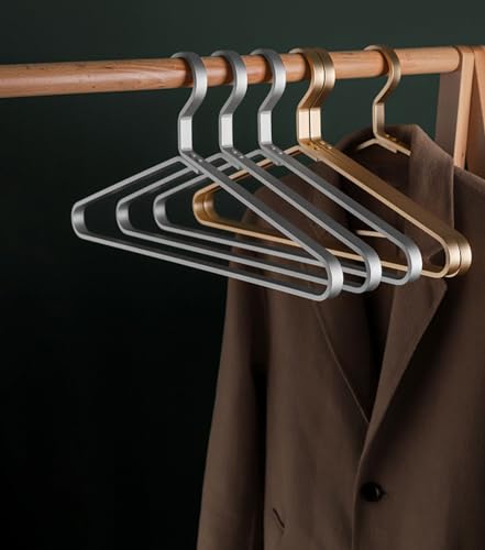 Premium Matte Silvery Aluminum Coat Hangers 6 Piece Set, 17.7” Extra Smooth & Durable Metal Shirt Dress Hanger,Aluminum Alloy Hanger,Clothing Support,Clothing Hang - style: Silver Thick Hanger（6）