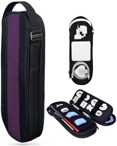 SIDE BY SIDE Electronics Organizer Travel Case for Cables, Charger, Power Bank – Tech Bag for MacBook Accessories, Adapter – Slim Cord Organizer Bag with Gift Box for Travel & Daily Use - color: Burgundy