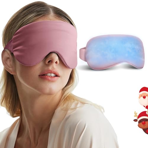 Self Care Gift for Women, Cooling Eye Mask for Puffy Eyes, Tired Eyes, Headache Relief and Migraine Comfort, Reusable Gel Cold Compress for Soothing Eye Care, Relaxing Gifts for Women Pink - color: Pink