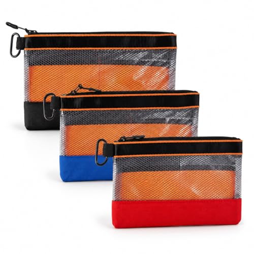 3 Packs Empty First Aid Kit Bag with Carabiner, First Aid Pouch for Home Office Travel Camping Outdoor Activities, Multifunction Emergency Medicine Storage Bag- 11.4x7 inch(Bag Only)