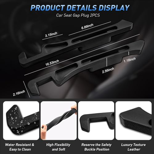 Car Seat Gap Filler 2Pack, Inserts Between Seats Console with Organizer Storage Upgraded Phone Holder Car Side Seat Gap Fillers Cars Front Seats Fill Plug Car Essentials for Vehicle SUV Truck (Black) - color: Black