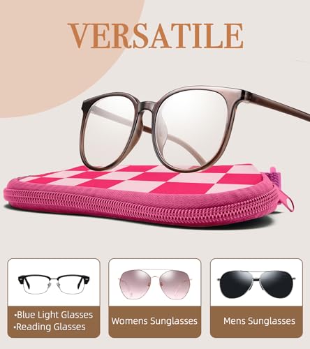 Sunglasses Case Soft Glasses Cases for Women Pouch Eyeglass Bag Eye Glass Kids Girls Sun Glasses Cute Kawaii - color: Pink Plaid