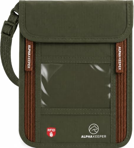 Neck Wallet, Travel Pouch For Passport Holder And Documents, Travel Neck Wallet For Traveling Women - color: Rustic Olive