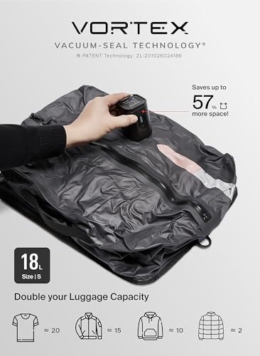 Black Voyage Reusable Vacuum Compression Travel Bag for Carry-On Suitcase and Backpack, Recycled IPX8 Waterproof Space Saver Vacpack (2-Pack, 18L - Pump Included) - color: Gray 18L (2-Pack), size: 18L (Air Pump Included)