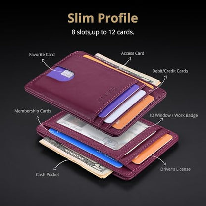 Buffway Slim Minimalist Front Pocket RFID Blocking Leather Wallets for Men and Women - Alaska Purple - color: Alaska Purple