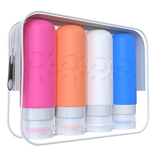 Zafit Travel Bottles for Toiletries, TSA Approved Travel Containers 3oz Leak Proof Travel Tubs Refillable Liquid Travel Accessories for Shampoo Conditioner Lotion Body Wash(Multicolored D) - color: Multicolored D