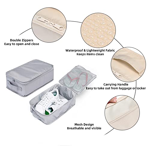 Travel Shoe Bags, Foldable Waterproof Shoe Pouches Organizer-Double Layer (4 Grey Shoe Bag) - color: Grey, size: 4 Packs