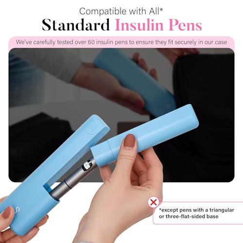 STRAWBERRY & CO Insulin Cooler Travel Case - Built-in Sharps Dispenser & Temperature-Control Organizer- TSA Approved Diabetic Pen Storage for Ozempic, Insulin Pens & Needles - Compact & Leak-Proof - color: Blue