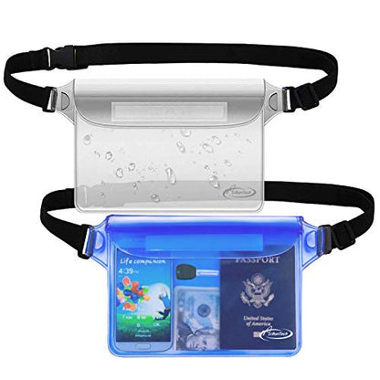 AiRunTech Clear Fanny Pack Waterproof,Beach Cruise Ship Essential Accessories Must Haves,Waterproof Pouch for Phone Passport Wallet Purse with Waist Strap - color: Clear + Blue