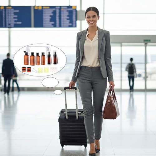 Travel Shampoo Bottles for Toiletries 10 Pack TSA Approved Travel Size Containers Leak Proof Plastic Small Cream Jars & Refillable Spray Bottle for Shampoo, Conditioner, Body Wash - color: C-Amber