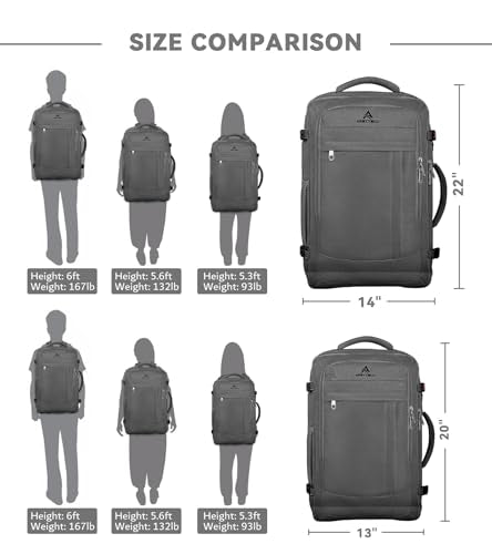 AREYTECO 60L Travel Laptop Backpack for Men, Extra Large Backpack, Big Capacity Carry On Backpack, 18-19 Inch Laptop Backpack Water Resistant Luggage Computer Daypack College Bag, Grey - color: Grey, size: 18.4 Inch (22''x14''x11'')