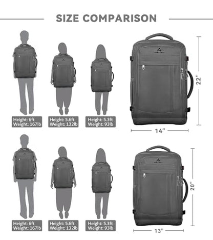 AREYTECO 60L Travel Laptop Backpack for Men, Extra Large Backpack, Big Capacity Carry On Backpack, 18-19 Inch Laptop Backpack Water Resistant Luggage Computer Daypack College Bag, Grey - color: Grey, size: 18.4 Inch (22''x14''x11'')
