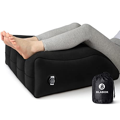 Wedge Pillow for Sleeping - Inflatable Leg Elevation Pillow for Swelling,Circulation,Leg & Back Pain Relief,Leg Support Pillow,Leg Wedge Pillows for After Aurgery,Hip,Foot,Ankle Recovery (Black) - color: Black
