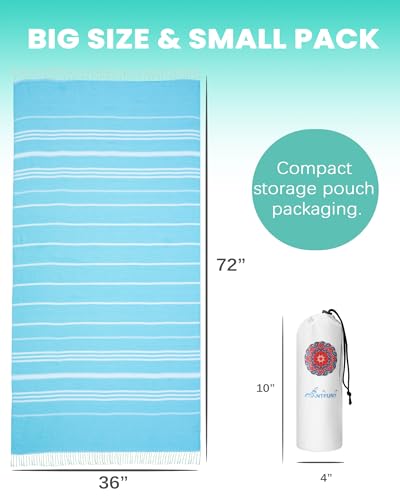 Antfuny Table Runner Boho Rustic, Turkish Beach Towel, Quick Dry, Sand Free, Extra Large Bath Towel, Lightweight for Adult Pool, Beach, Travel, Sandproof, Cute Compact Men Women Birthday Gifts - color: Thinner Turquoise, size: 72 x 36 inch