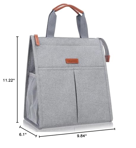 Lacdo Lunch Bag for Women Men Insulated Lunch Tote Bags Waterproof Reusable Lunch Box Soft Cooler with Pockets for Work Travel Picnic, Gray - color: Gray