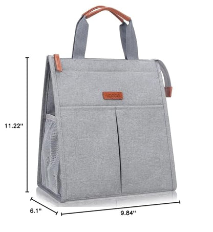 Lacdo Lunch Bag for Women Men Insulated Lunch Tote Bags Waterproof Reusable Lunch Box Soft Cooler with Pockets for Work Travel Picnic, Gray - color: Gray
