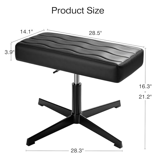 VECELO Under Desk Footrest, PU Ergonomic Foot Rest with Comfort Padding, Height Adjustable for Relieving Leg Pain, Stiffness, and etc, Black - color: Black