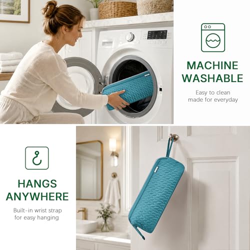 KarSyon Shark Flex Style Case for Dyson Airwrap Hair Dryer Brush Revlon Hair Tools Travel Bag Carrying Case Flat Curling Iron Organizer (Teal Blue) - color: Teal Blue