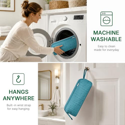 KarSyon Shark Flex Style Case for Dyson Airwrap Hair Dryer Brush Revlon Hair Tools Travel Bag Carrying Case Flat Curling Iron Organizer (Teal Blue) - color: Teal Blue