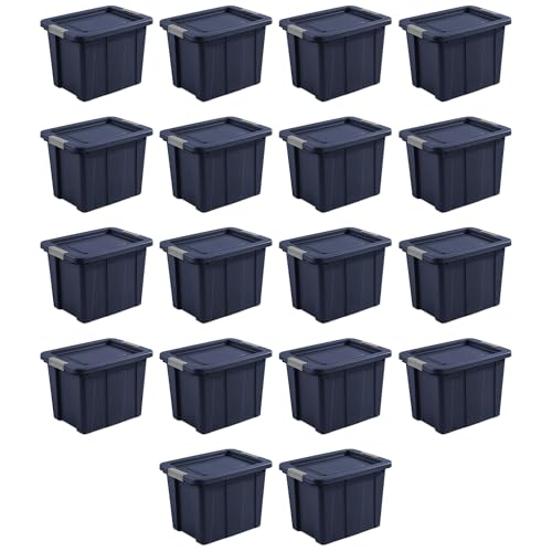 Sterilite 18-Pack Storage Bins with Lids, Heavy Duty Totes, Tuff1, 18 Gallon, Dark Indigo - color: Dark Indigo, size: 18 Gallon (18 Pack)