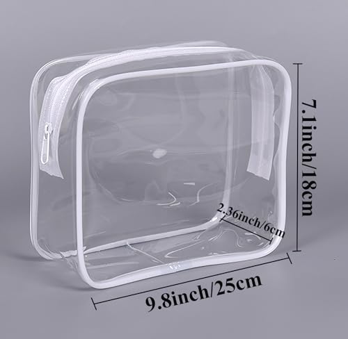 Tergy 20 Pack Clear Cosmetics Bags for Women Men Waterproof Toiletry Bags PVC Makeup Bags Organizer Case with Zipper for Travel Bathroom (20 White(Length 9.8 inch, height 7.1 inch, width 2.36 inch)) - color: 20 White(Length 9.8 inch, height 7.1 inch, widt