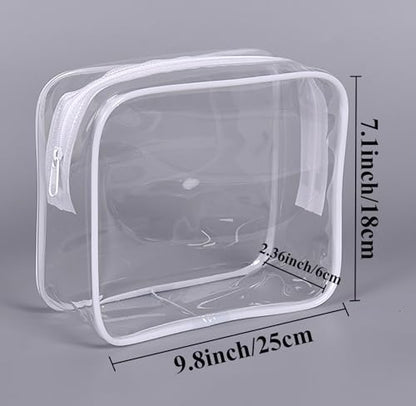 Tergy 20 Pack Clear Cosmetics Bags for Women Men Waterproof Toiletry Bags PVC Makeup Bags Organizer Case with Zipper for Travel Bathroom (20 White(Length 9.8 inch, height 7.1 inch, width 2.36 inch)) - color: 20 White(Length 9.8 inch, height 7.1 inch, widt