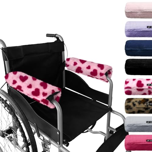 SPRING SEAON Wheelchair Armrest Covers 2 Pack Soft Memory Foam Wheelchair armrest Pads Wicking Washable for Office Transport Chair (Pink Heart) - color: Pink Heart