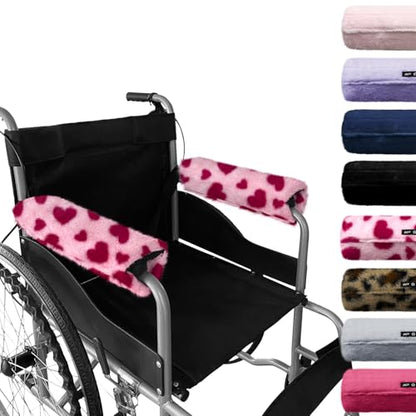 SPRING SEAON Wheelchair Armrest Covers 2 Pack Soft Memory Foam Wheelchair armrest Pads Wicking Washable for Office Transport Chair (Pink Heart) - color: Pink Heart