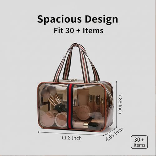 ANIS·KEBBR Retro Clear Makeup Bag, Waterproof Large Zipper Toiletry Organizer for Travel - size: L