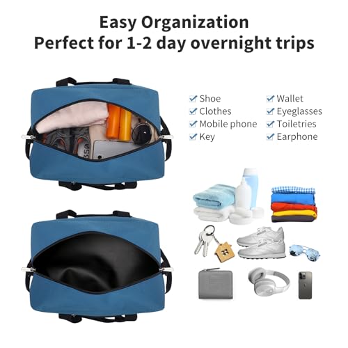 Apenze Small Gym Bag 14 inch lightweight Carry On Mini Duffel Bag for Travel Sport - Blue - color: Blue