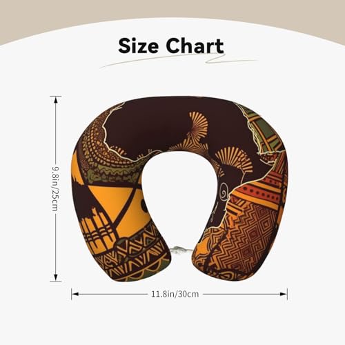 African Map Ethnic Pattern Travel Pillow Neck Rest Soft Comfortable Memory Foam Travel Neck Pillow U-Shaped Sleeping Rest Cushion Travel Accessories for Airplane Car and Office