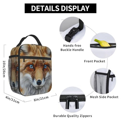 Insulated Lunch Box for Kids Boys Girls, Reusable Lunch Bag for School, Office, Work, Picnic, Travel, Fox Face Lunch Box - color: lunch box 73