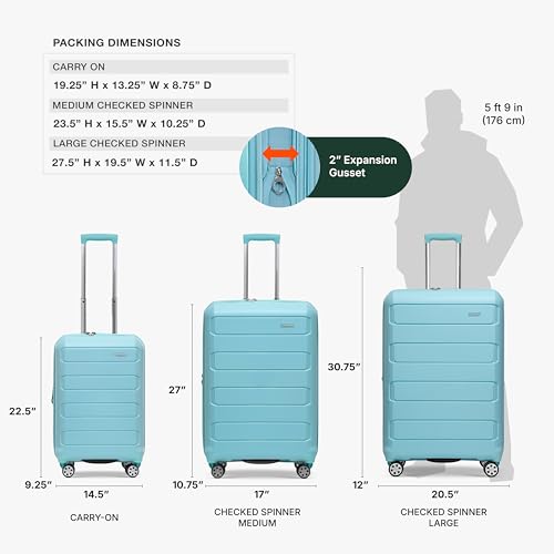 Traveler's Choice Pagosa Hardshell Expandable Luggage with Spinner Wheels, Baby Blue, 30-Inch Large - color: Baby Blue, size: 30-Inch Large