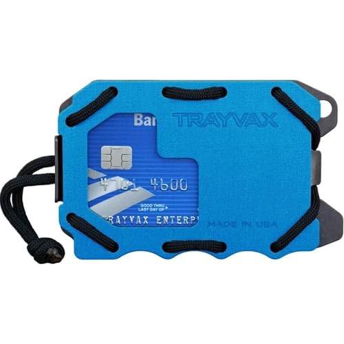 Trayvax Original 2.0 Wallet, RFID Front Pocket Tactical Metal Credit Card Holder with Money Clip, Slim Minimalist Wallet for Men and Women, Blue - color: Blue