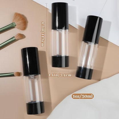1oz 30ml Airless Pump Bottles, Refillable Leak Proof Travel Pump Bottle Toiletry Cosmetic Skincare Containers for Lotion Toner Gel Foundation (3 Pieces) - color: Black