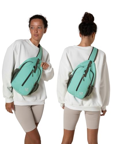 WATERFLY Crossbody Sling Backpack Sling Bag Travel Hiking Chest Bag Daypack - color: N - Mint Green