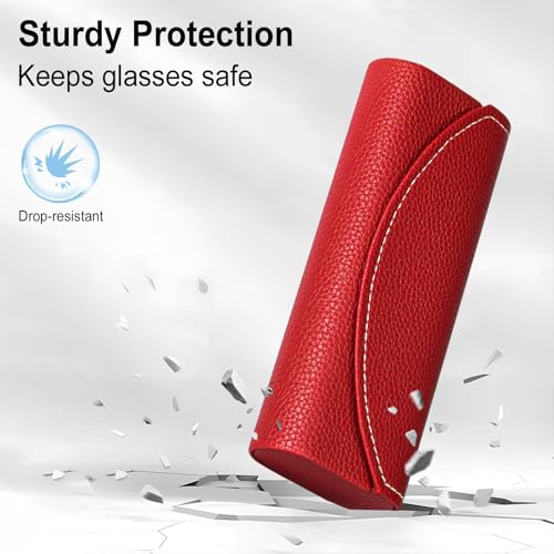 RayLove Ultimate Glasses Case Kit, Hard Shell Sunglasses and Eyeglass Case with Cleaning Cloth, Screwdriver, Ear Hooks - style: 1pack,wine Red