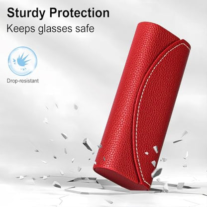 RayLove Ultimate Glasses Case Kit, Hard Shell Sunglasses and Eyeglass Case with Cleaning Cloth, Screwdriver, Ear Hooks - style: 1pack,wine Red