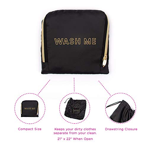 MIAMICA Black and Gold inchesWash Meinches Travel Expandable Laundry Bag, Black-Gold